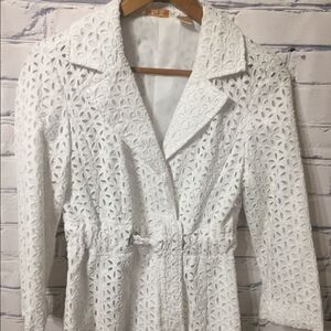 Zoe D white eyelet coat small
